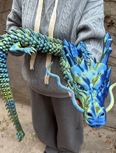  Dragon imprimé en 3D de 150 cm, dragon 3D extra-large, figurine animale, objet de décoration pour bureau, jouet anti-stress, idéal pour les décorations de Noël et d'Halloween, les fêtes, cadeau