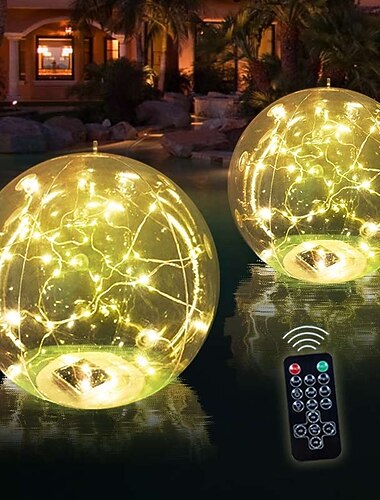  Solarbetriebene schwimmende Poolleuchten, aufblasbare wasserdichte LED-Leuchtbälle, solarbetriebene schwimmende Lichterketten für die Poolparty &Gartendekoration, 1/2 Stück