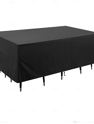  Capa para móveis de jardim 180 x 180 x 100 cm, impermeável, resistente a rasgos, para conjunto de mesa e cadeiras de jardim, capa reforçada para conjunto de jantar de jardim, preta.