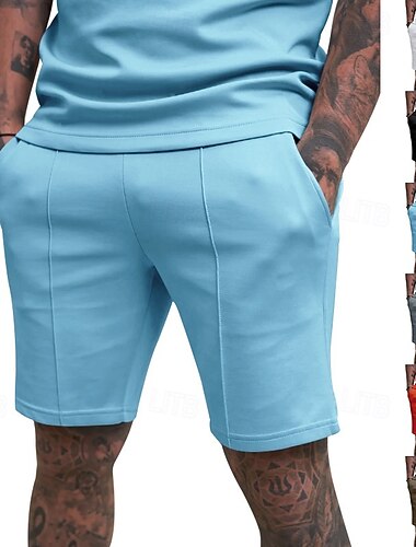  Homme Shorts de survêtement Shorts Shorts d'été Short décontracté Avec Poches Taille Élastique Couleur Pleine Confort Respirant Longueur Genou Occasionnel Extérieur Vacances Vacances Mode Noir Blanche