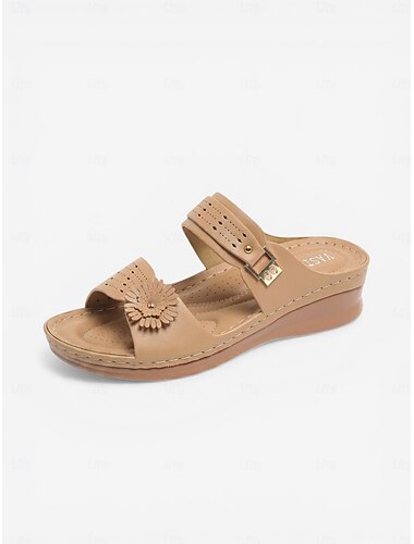  Damskie sandały wsuwane z podparciem łuku migdałowego – wygodne, amortyzowane, wsuwane kapcie z kwiatowym zdobieniem, lekkie, codzienne, letnie buty do chodzenia, podróży, domu &odzież codzienna