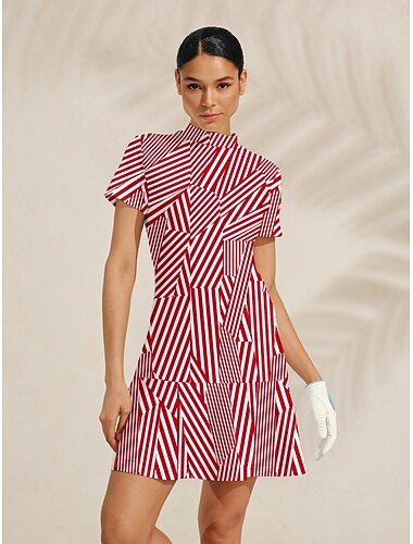  Damen Golfkleid Rot Kurzarm Kleid Damen-Golfkleidung, Kleidung, Outfits, Kleidung
