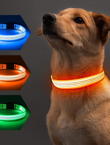  led-hundhalsband - hundhalsband ljus upp halsband bärbar usb uppladdningsbar reflekterande ljus halsband för små medelstora hundar