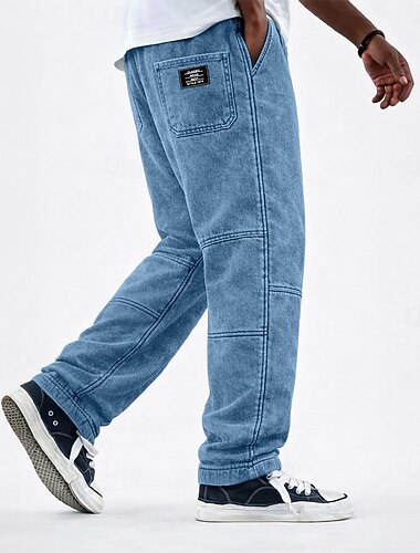  Ανδρικά Casual παντελόνι 100% Bumbac Φαρδύ παντελόνι Παντελόνια με οξύ Κορδόνι Ελαστική μέση Ισιο πόδι Σκέτο Άνεση Άνετο Πλήρες μήκος Καθημερινά ΕΞΩΤΕΡΙΚΟΥ ΧΩΡΟΥ Διακοπές Διακοπές Μοντέρνα