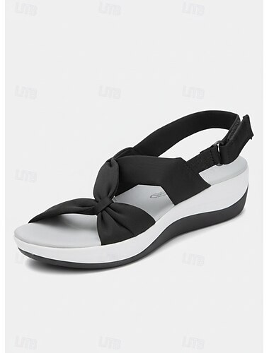  Sandalias grises con tiras cruzadas y nudo para mujer: sandalias ligeras para caminar con plataforma acolchada, correa ajustable y soporte para el arco