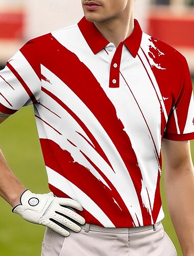  Voor heren Golf Lijn Sport Poloshirts Korte mouw Poloshirt Overhemden met kraag Casual Sportkleding Knop Ademend gaas Lente zomer blauw Rood Marineblauw