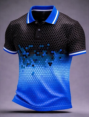  Per uomo Geometrico Polo Manica Corta Magliette polo Bavero Casual Athleisure Abbigliamento quotidiano Stampa 3D Bottoni Estate Primavera Blu Rosso Verde