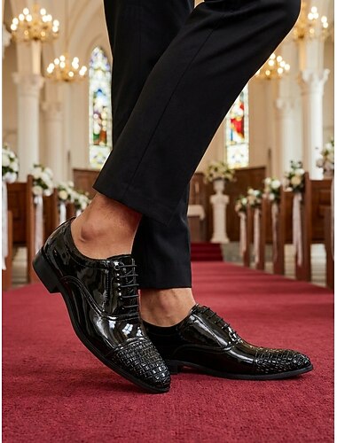  Luksuriøse oxfordsko i skinn for menn, svarte, klassiske pensko til bryllup, formelle arrangementer og spesielle anledninger