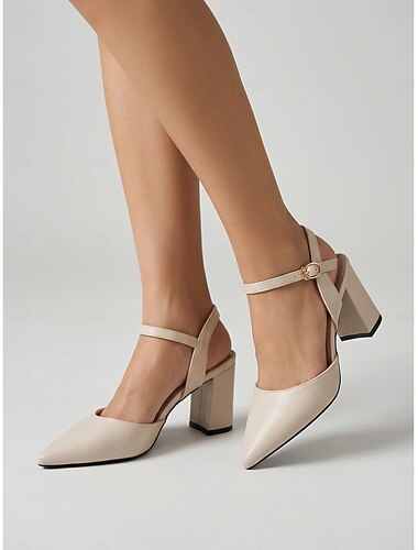  Svarta damskor med spetsig tå och slingback – eleganta blockklackar och justerbar vristrem för affärsmöten och formellt arbete &karriärkläder