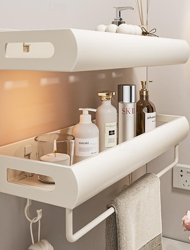  Wandregal in Creme (30/40/50 cm) zur Aufbewahrung von Badezimmermöbeln – platzsparend, langlebig, einfach zu montieren und ideal für Bad, Dusche und mehr.