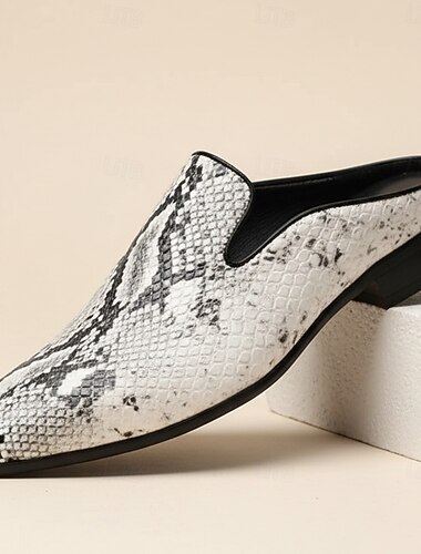  menns hvite slip-on loafers i kunstskinn, elegante, uformelle pensko til kontor, kveld og hverdagsbruk