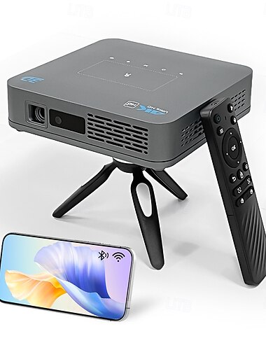  okos DLP projektor 4k támogatással, vezeték nélküli mini hordozható filmprojektor wifi bluetooth-tal, 3D mozi, Android operációs rendszer, érintőpad vezérlés, házimozihoz, kültéri kempingezéshez,