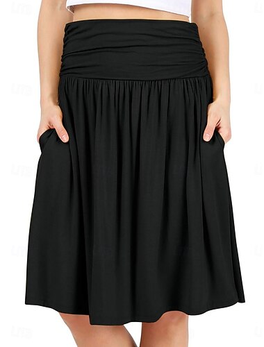  Dame Ensfarget Uformelt skjørt Tennisskjørt med shorts Sportskjørt Ermeløs Flettet Lomme Høy Midje Elastisk Svettereduserende Pustende Tennis Golf Pickleball Skjørter skort Svart Vin Navyblå Tennis