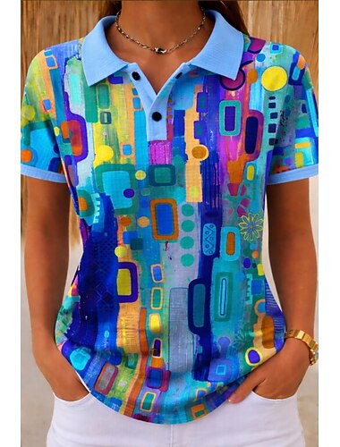  Pentru femei Cămașă Waffle Cămașă casual Topuri de vară Grafic Frunză Geometric Epocă Stilat Fără manșon Topuri obișnuite Casual Zilnic În aer liber Albastru piscină Alb Vară Primăvară Toamnă