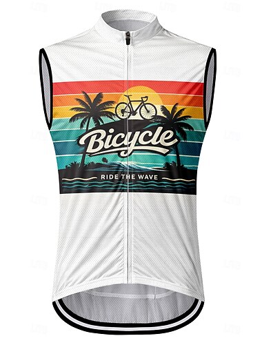  Herren Fahrradweste Radtrikot Geometrisch Lustig Ärmellos Fahhrad Weste / Gilet Trikot Weste mit 3 Gesäßtaschen Schnelltrocknend Rückentasche Feuchtigkeitsableitend Atmungsaktiv Sport Weiß Bekleidung