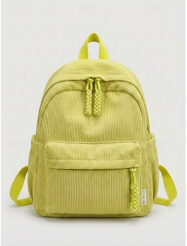  Zaino da donna in velluto a coste di poliestere, capiente, con spallacci regolabili, disponibile in diversi colori, ideale per la scuola, i viaggi, le attività all'aperto e per il tempo libero di