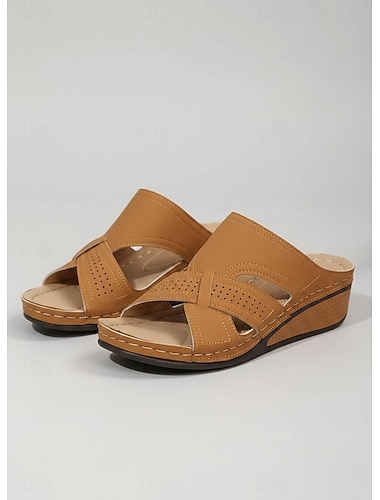  damskie sandały na koturnie z wycięciem, wygodne, ortopedyczne buty letnie na co dzień, na spacery, plażę i do ogrodu