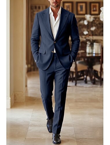  Menn Smokings Lindresser Skoleball Bryllup Hvit Rosa Sommer Jakke Spissjakkeslag Fest Lettvekt Ensfarget Skreddersydd 2-delt sett Enkelt Brystet To-knapp