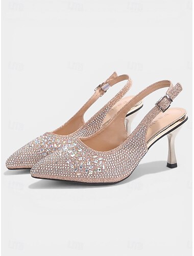  naisten strassikivillä koristellut slingback-korkokengät – elegantit teräväkärkiset stilettokorkokengät cocktail-juhliin &iltatapahtumat