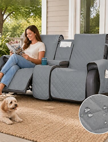 hoezen voor tweezitsbanken met console, antislip dierenhoes voor tweezitsfauteuil met elastische banden, gedeelde hoes voor tweezitsbanken fauteuil meubelbeschermer