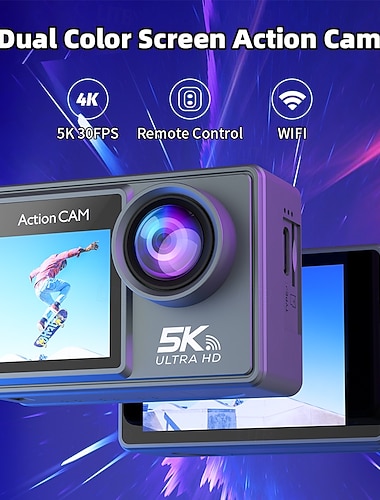  5k 30fps actionkamera, dobbel skjerm berøringsskjerm wifi vanntett kamera med fjernkontroll, undervanns vlogkamera for hjelm, svømming, dykking, snorkling, sportstilbehørssett inkludert