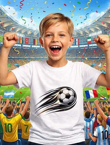  Ragazzi 3D Grafico Calcio Maglietta Manica Corta Stampa 3D Estate Primavera Sport Moda Streetwear Bambini 4-12 Anni Girocollo Casuale Quotidiano All'aperto Vestibilità regolare