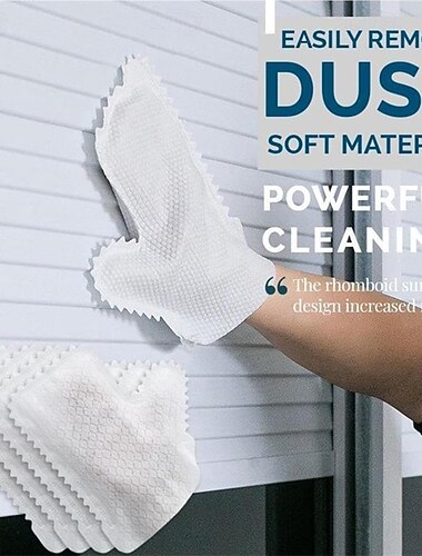  Engångshandskar för rengöring av fiskfjäll, romboiderade dammhandskar för persienner, möbelfläktar, bilinredning, non-woven dammborttagningshandskar för hemmakök, kontor, 200-pack