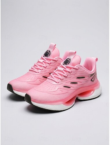  Rosa, polstrede løpesko til dame – lette snøresko for turgåing, hverdagsbruk og avslappet sportsstil