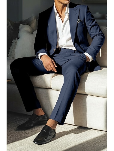  Menn Smokings Lindresser Skoleball Bryllup Hvit Rosa Vår sommer Jakke Spissjakkeslag Fest Lettvekt Ensfarget Slank Fasong 2-delt sett Enkelt Brystet To-knapp