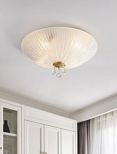  Lámpara de techo empotrada moderna y minimalista de cúpula redonda de cristal y cobre, 2/3/4 luces, casquillo E14, para dormitorio, 110-240 V.