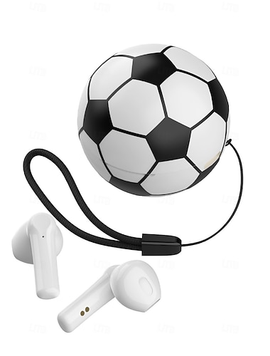  Draadloze oordopjes met oplaadcase in de vorm van een voetbal, Bluetooth sportkoptelefoon met draagkoord, draagbare oordopjes met voetbalpatroon voor jongens die van voetbal houden, kleine oordopjes