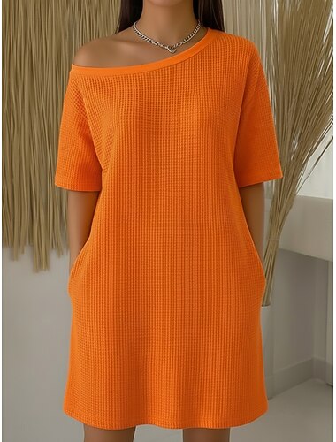  Damen Knielanges Kleid Shiftkleid Kariertes Kleid Mode Klassisch Täglich Outdoor Lässiger Schnitt Einfach Kurzarm Schulterfrei Blau Schwarz Weiß Hellgrün Sommer Frühling