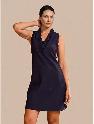  Damen Golfkleid Marinenblau Rosenrot Ärmellos Kleid Damen-Golfkleidung, Kleidung, Outfits, Kleidung