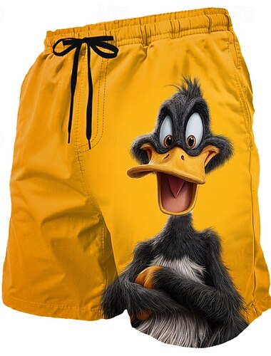  Voor heren Grappig Eend tekenfilm dieren Lange zwembroeken Badpakken Zwembroeken Boardshorts Medium Taille Hawaii Strandvakantie Zijzakken Mesh voering Elastische tailleband met trekkoord Ontwerper