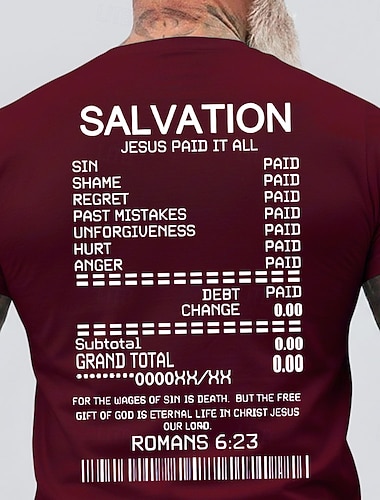  Férfi Biblia Üdvösség Jézus Mindent Kifizetett Számla Rómaiak 6:23 Bibliai Ige Keresztény Vallásos Hit Póló Grafikai Kerek Nyakú Szabványos Fit Informális Egyházi Vasárnapi Ajándék Tervező Ruházat