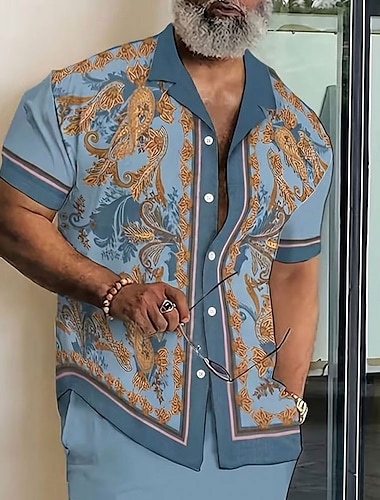  Homme Paisley Imprimé Floral Ethnique Chemise Chemise Boutonnée Chemise à col camp Manche Courte Vintage Rétro Vêtements de rue Vacances Été Printemps Col cubain Impression 3D Bleu Noir Vert Kaki
