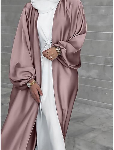  Dame lounge Kappe Nattkjole Mote Fritid Ren farge Silkemyke satengpysjamas Lapper Kjoler Daglig Hjem Feriereise Langermet V-hals Svart Champagne Gul Rosa Kamel Sommer Vår Løstsittende