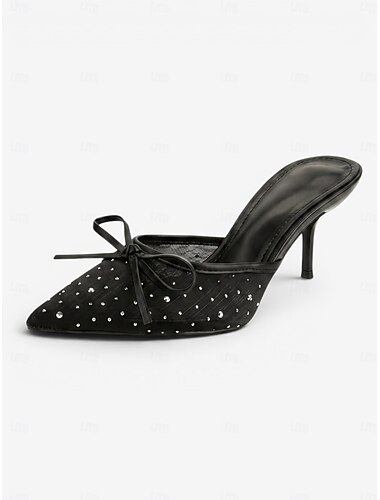  Zwarte muiltjes met hoge hakken voor dames - elegante schoenen voor een cocktailparty