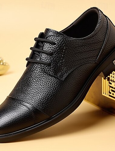  Zwarte casual veterschoenen voor heren, lichtgewicht en comfortabel, geschikt voor kantoor, zakelijke bijeenkomsten, bruiloften, banketten en andere formele gelegenheden.