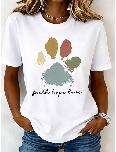  Dam T-shirt Mönster Blommig Grafisk Mode Stylish Klassisk Kortärmad Rund hals Vanliga toppar Ledigt Dagligen Helgen Blå Grön med beige Svart Vit Gul Sommar Vår