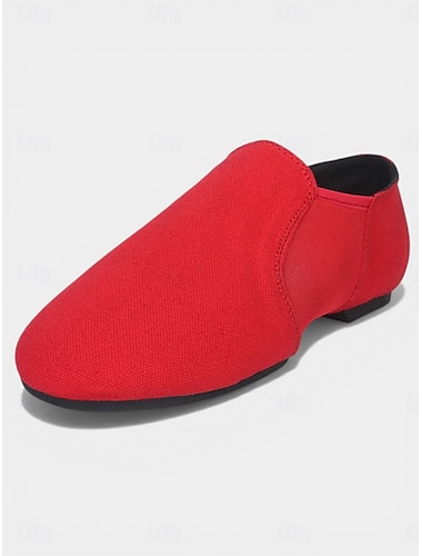  Røde damesko til øving, slip-on treningssko med myk såle for ballroom, latin dans, øvelse &innendørs ytelse