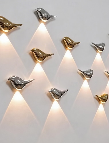  2 יחידות תאורת לד תלת-צבעית מתכווננת לקיר עם ציפור, טעינה באמצעות USB, אינדוקציה לגוף האדם, ללא חיווט, עמעום יניקה מגנטי, מנורת לילה, תאורת קישוט לסלון.