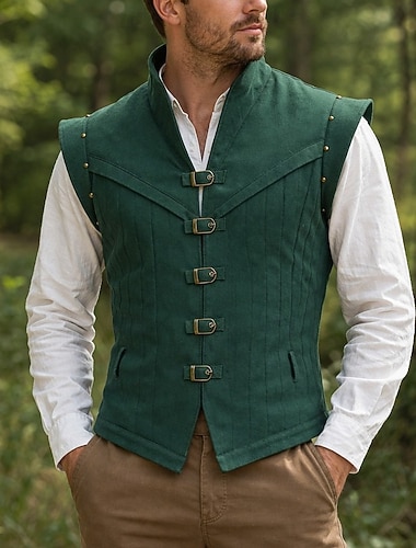  Medievale Rinascimento Gilet Elfo Ranger Costume Per uomo Fantasia Halloween Carnevale Mascherata Fiera Rinascimentale LARP Adulti Gilet Primavera & Estate