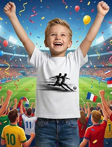  Pojkar 3D Grafisk Fotboll T-shirt Kortärmad 3D-tryck Sommar Vår Sport Mode Streetwear Barn 4-12 år Rund hals Ledigt Dagligen Utomhus Normal