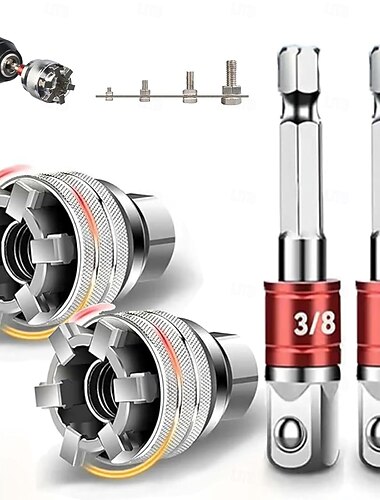  Jeu d'outils comprenant une clé à douille universelle réglable, une douille d'entretien universelle multifonction de 10 à 19 mm pour cliquet 3/8", et une clé dynamométrique. &perceuse électrique 2