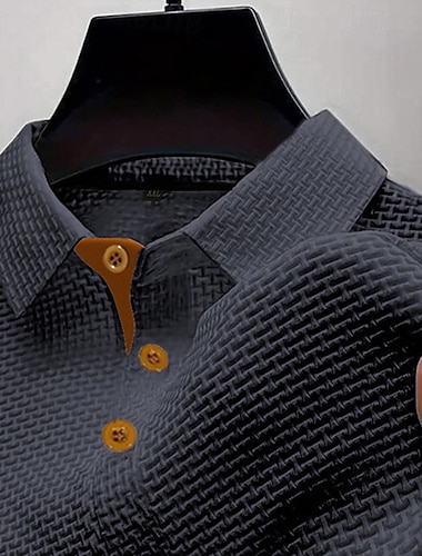  رجالي قميص الجولف قمصان بولو الجولف فضفاض عمل Lapel كم قصير أساسي الحديث سهل قماش الجاكار Buttons الصيف عادي أزرق أسود أبيض أزرق البحرية أزرق سماوي رمادي غامق قميص الجولف