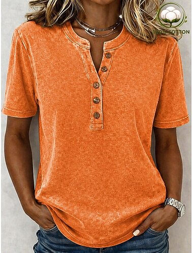  نسائي قميص هينلي غسيل حمضي غسيل عتيق عتيق موضة أنيق بدون كم كم قصير هينلي قمصان عادية فضفاض شاطئ أزرق أصفر وردي بلاشيهغ برتقالي رمادي الصيف الربيع