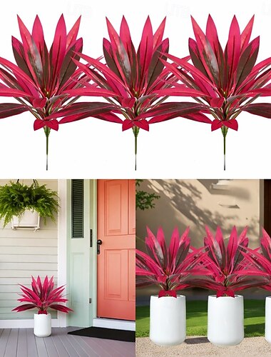  6 st konstgjorda tropiska växter med 17 blad, konstgjord bambu-dracaena, för inomhus- och utomhusdekor, gör-det-själv-blomsterarrangemang, växtväggar, trädgård, uteplats och gröna accenter