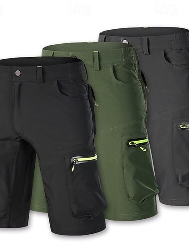  Herren Einfarbig MTB-Fahrradhose Fahrradshorts Fahhrad Shorts Weite Shorts Formpassend Sport Schnelltrocknend Wasserdichter Reißverschluß Atmungsaktiv Schwarz Armeegrün Bekleidung Fahrradbekleidung