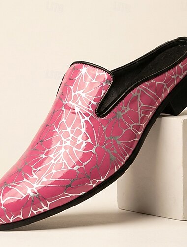  Herre rosa slip-on mules i kunstskinn, stilige, uformelle pensko til fest, jobb og hverdagsbruk